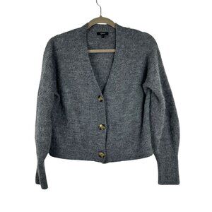Quince Women's Size Large Alpaca & Wool Blend Cropped Cardigan Sweater Gray